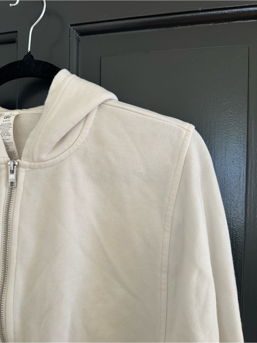 Alo Yoga Sweet Escape Zip Up Hoodie Ivory Cropped Full Zip Sweatshirt Small - Picture 9 of 14